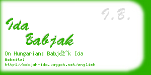 ida babjak business card